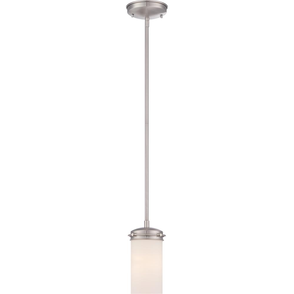 Nuvo Lighting 60/615  Polaris - 1 Light Mini Pendantwith White Opal Glass in Brushed Nickel Finish